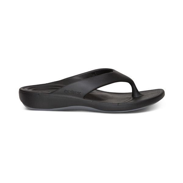 Aetrex Women's Maui Flip Flops - Black | USA Q5QHVTN